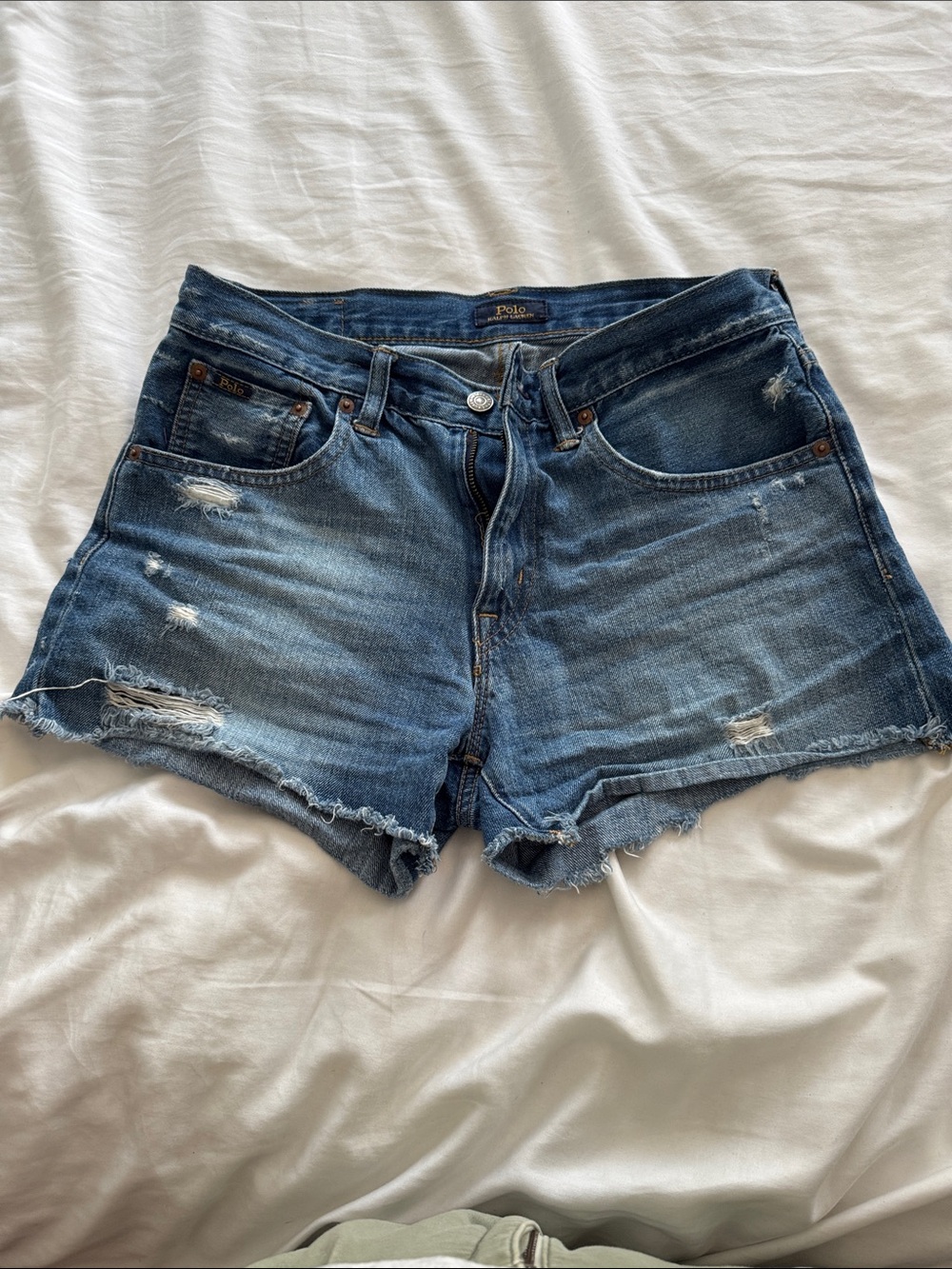 Polo by Ralph Lauren Distressed Blue Denim Women's Jean Shorts